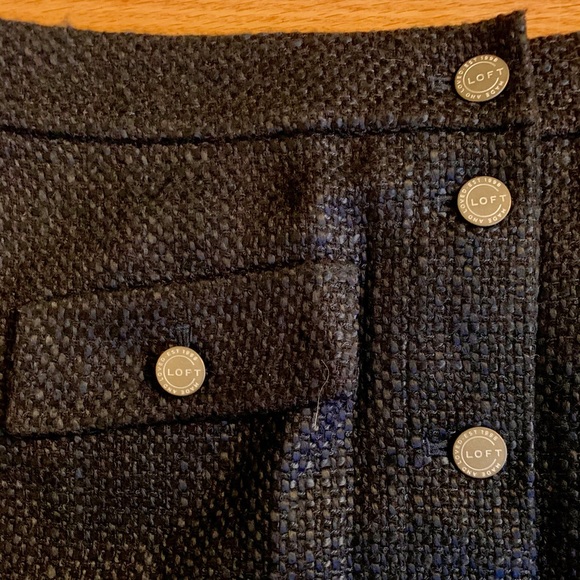NWT Navy Woven Button Down Loft Skirt - Picture 2 of 4